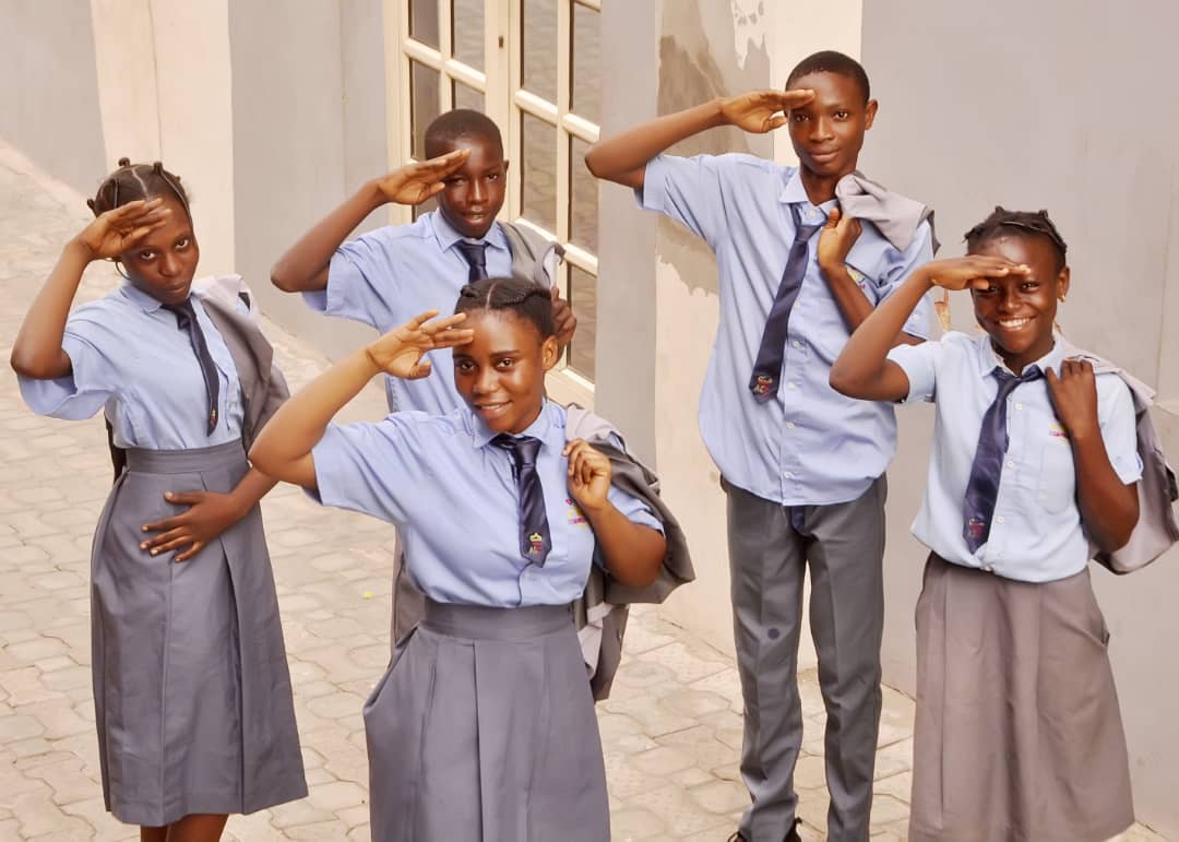 Adeoti Senior Secondary students celebrating excellence in school uniform